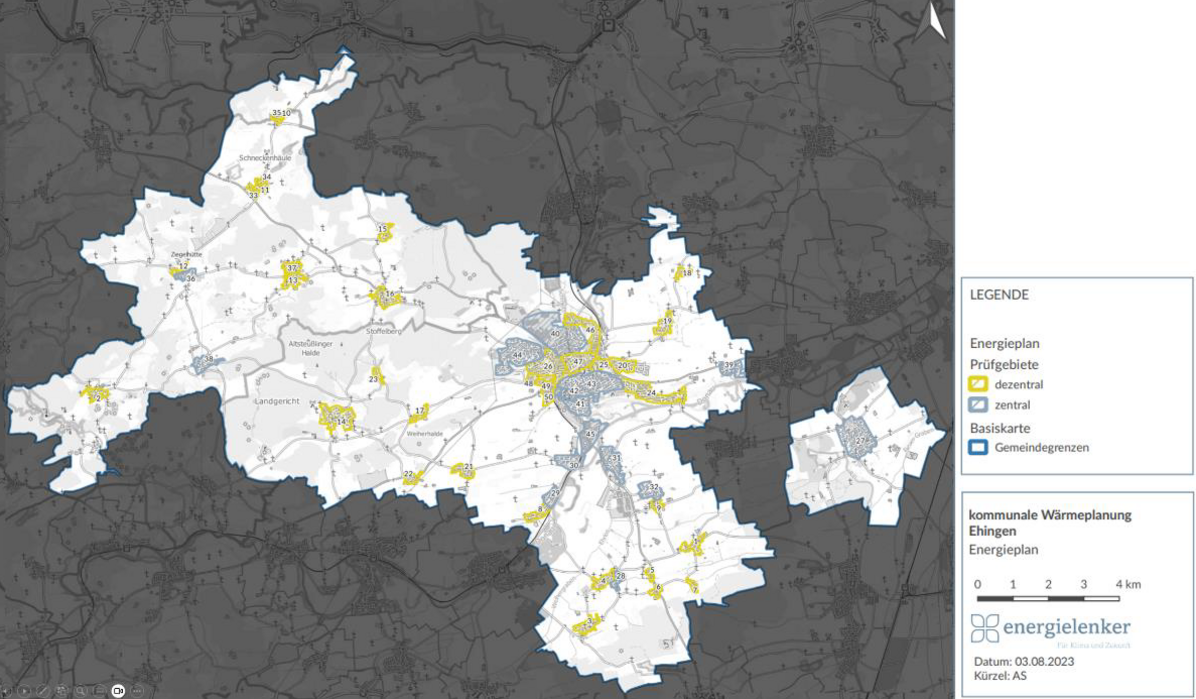 Grafik Energieplan mit zentralen und dezentralen Versorgungsgebieten
