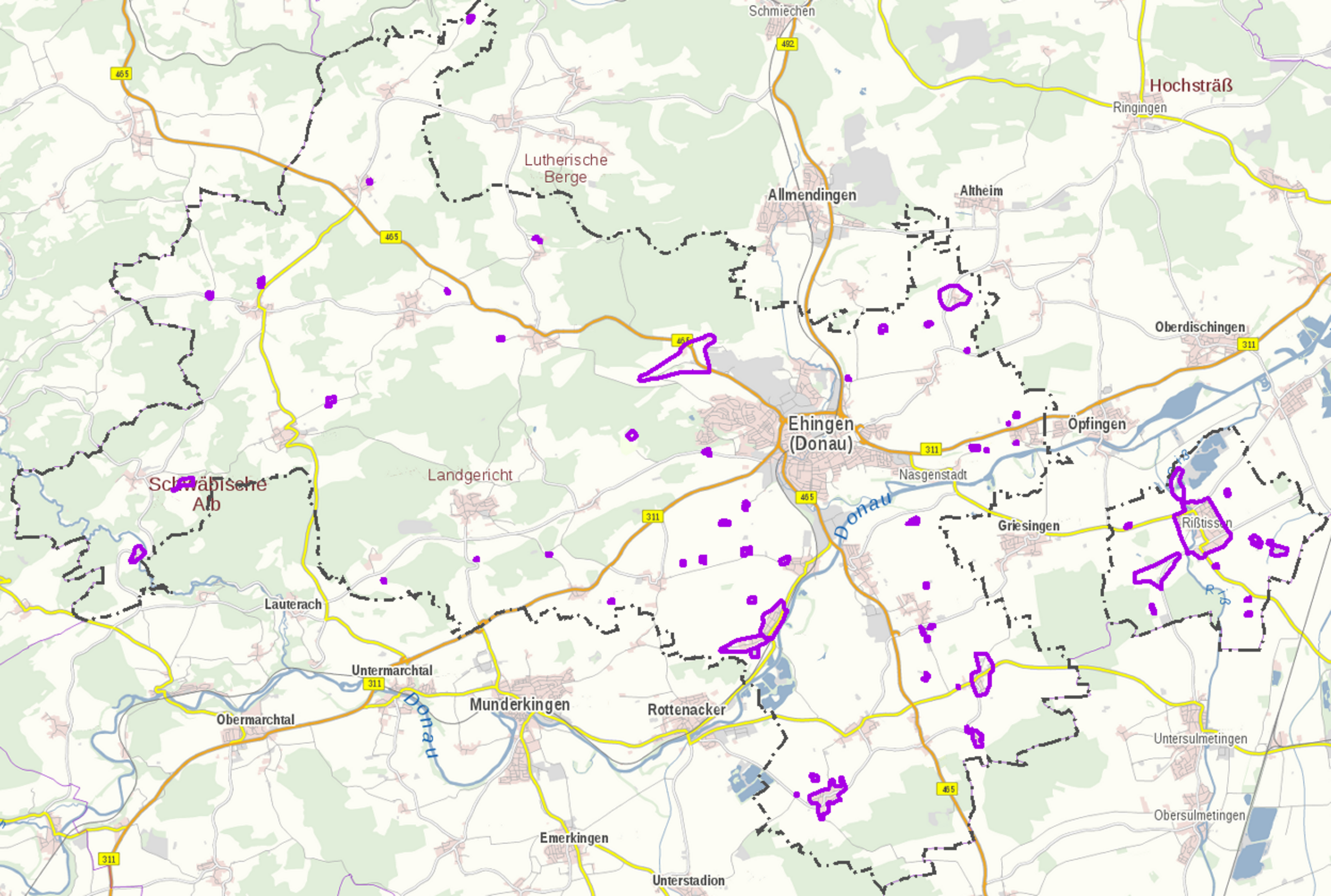 Geplante Ausbaugebiete Stadt Ehingen, Weiße Flecken