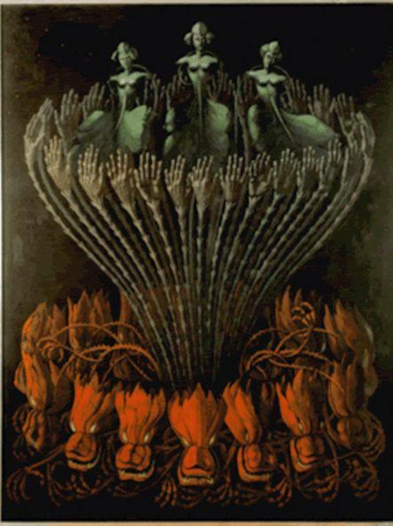 Bild "Weltsehnsucht Glaube, Hoffnung, Liebe"sig. Hermann Widmer, Große Berliner Kunstausstellung 1923